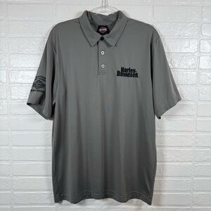 Harley-Davidson Polo Shirt Mens Large Gray Short Sleeve Classic Motorcycle Biker